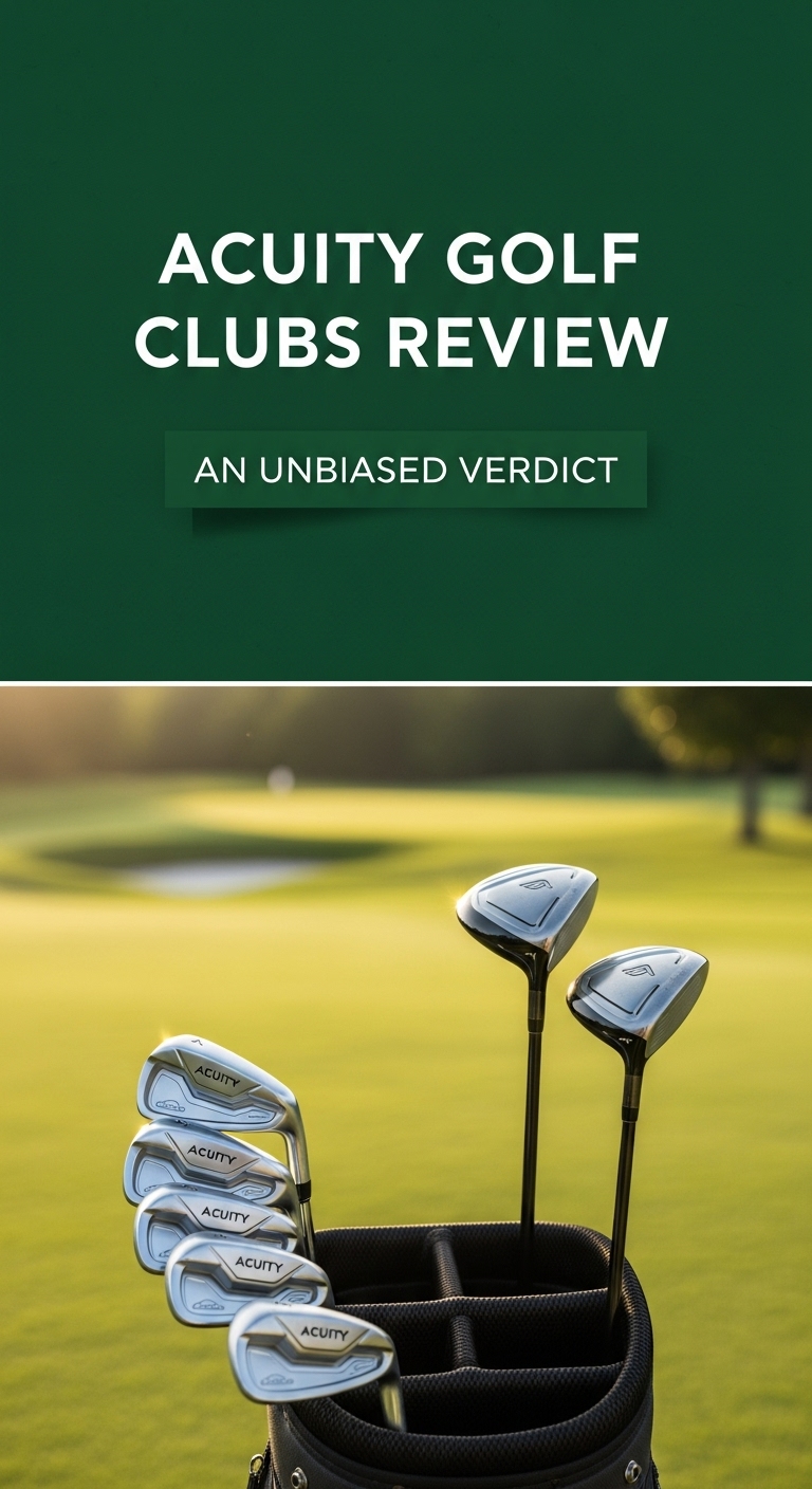 A Set Of Acuity Golf Clubs Including Irons And Woods Laid Out On A Green Lawn.