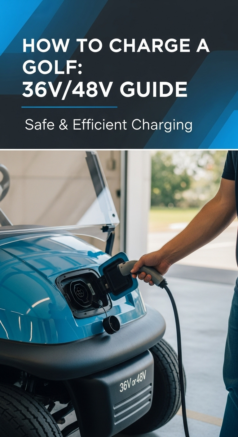 A Person Preparing To Charge A Golf Cart In A Garage