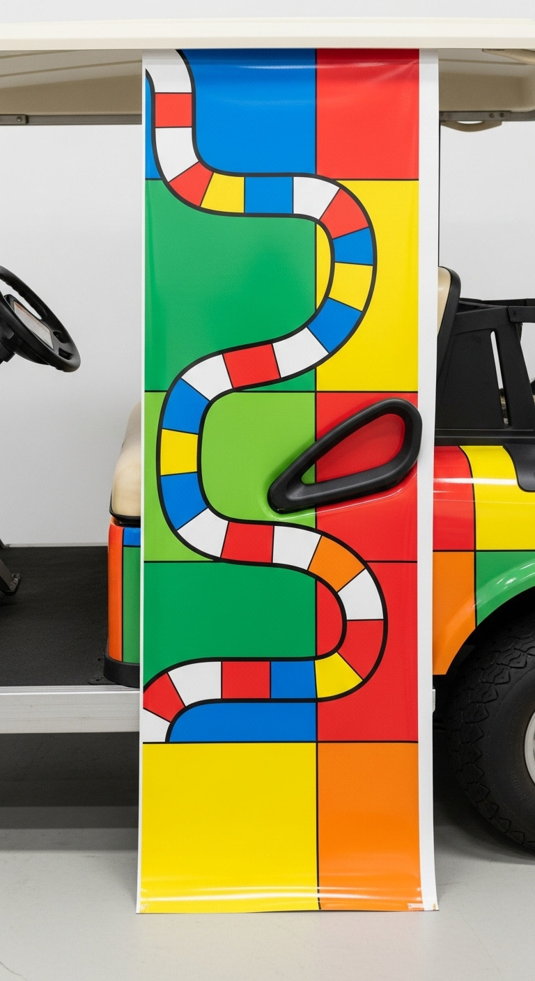 13 Candy Land Christmas Golf Cart Parade Ideas Candy Land Christmas Golf Cart Colorful Game Board Path Siding With Vibrant Vinyl Squares On The Side Body Panel