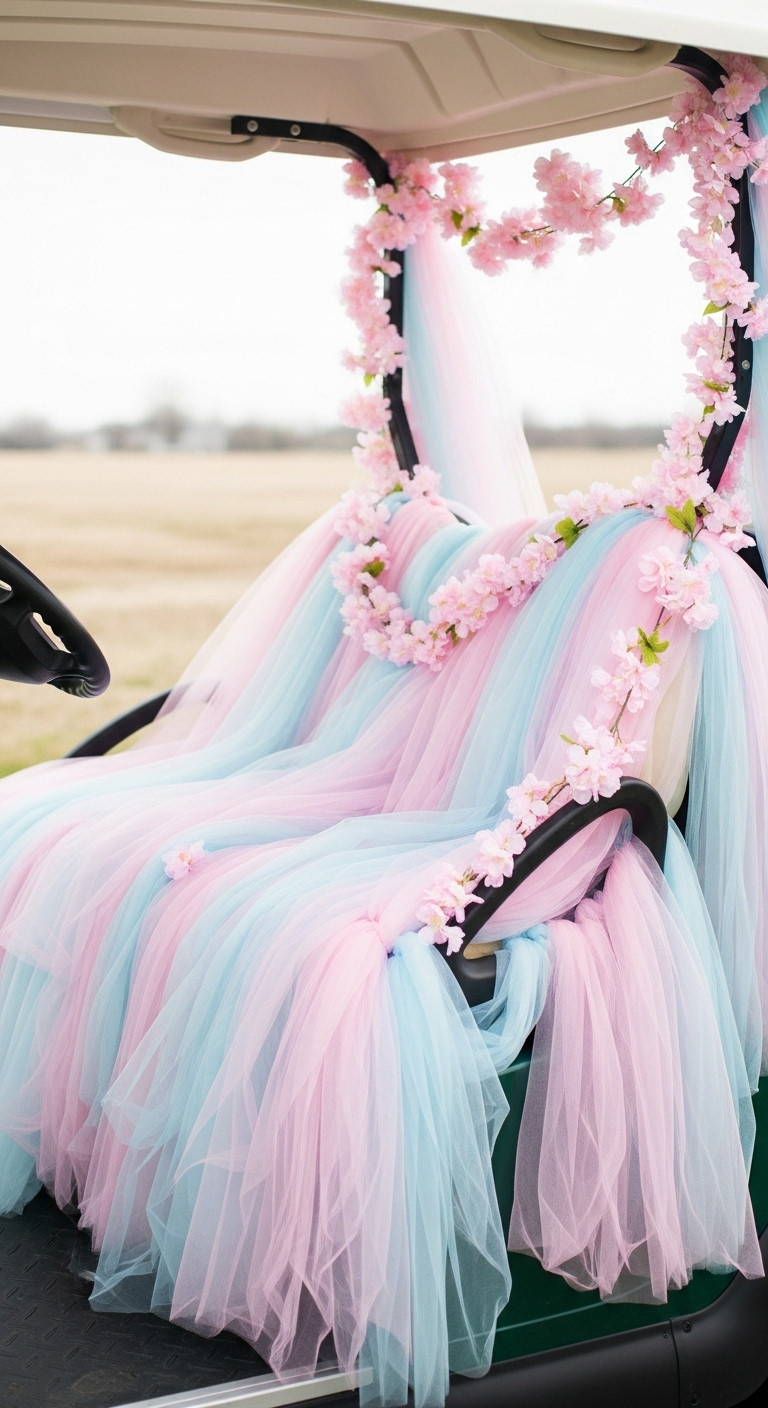 13 Candy Land Christmas Golf Cart Parade Ideas Candy Land Christmas Golf Cart Princess Lolly'S Tulle And Flower Perch Passenger Seat With Pink Blue Tulle And Blossoms