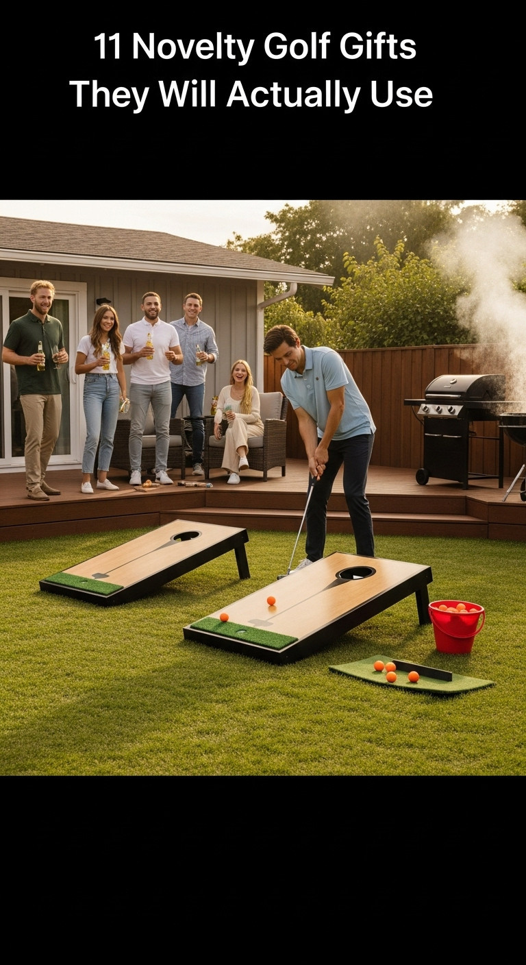 Chippo Backyard Golf Game Set Up On A Sunny Lawn With A Person Chipping A Foam Ball Towards The Boards And Friends Watching