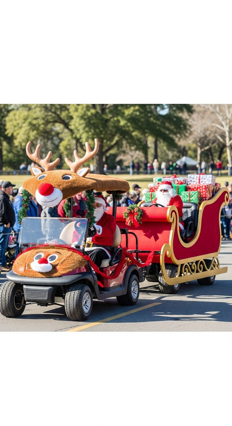 9 Brilliant Christmas Golf Cart Reindeer Decor Ideas Christmas Golf Cart Santa'S Sleigh Reindeer Combo Parade Festive Holiday Decoration Gifts Unique Golf Carts
