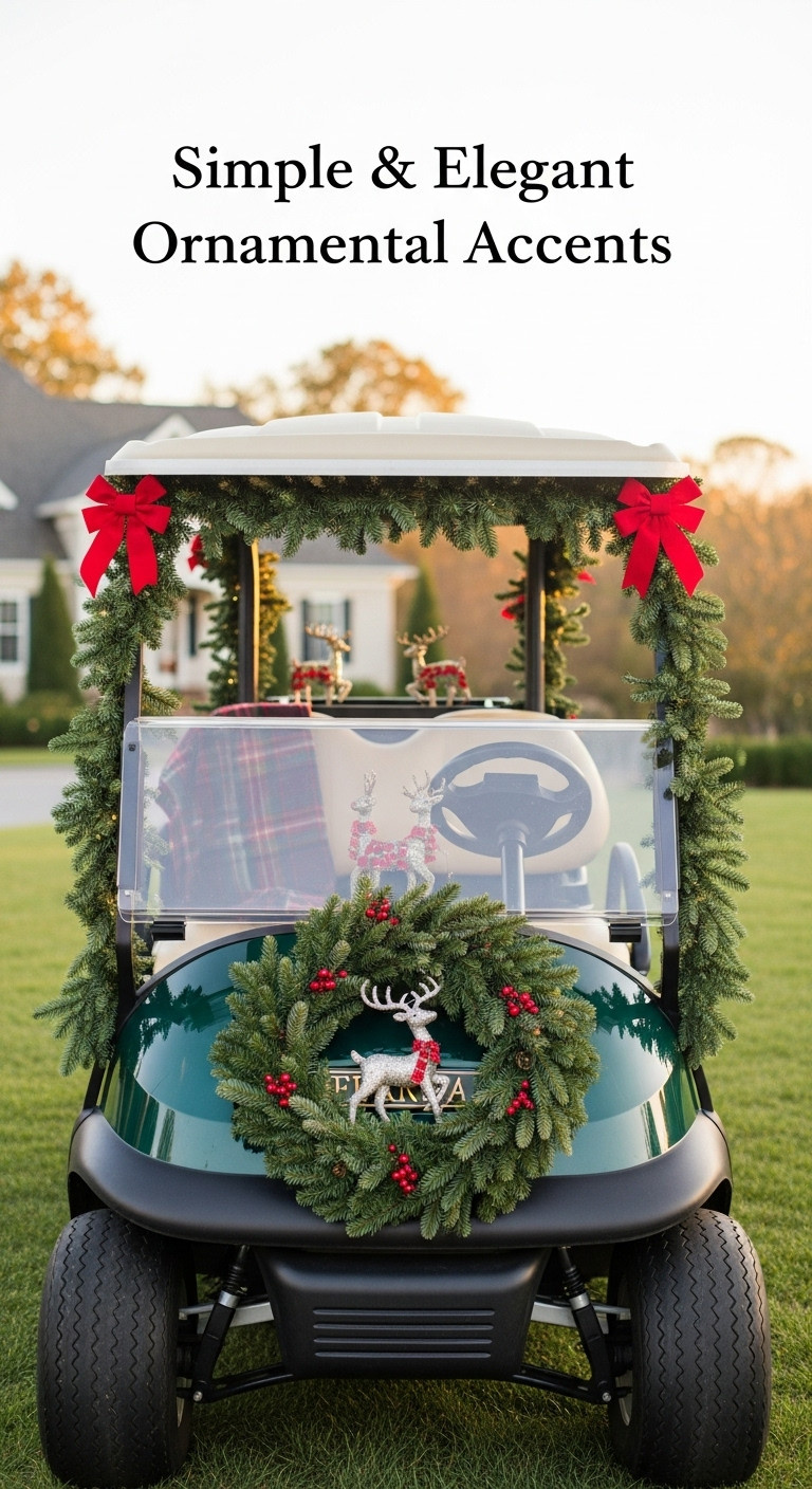 9 Brilliant Christmas Golf Cart Reindeer Decor Ideas Christmas Golf Cart Elegant Decor Ornamental Accents Wreath Reindeer Figurines Festive Tasteful Holiday Decoration