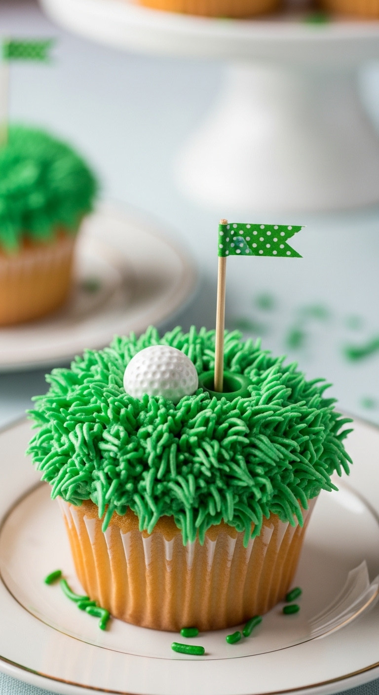 Christmas Golf Party Putting Green Cupcakes Golf Themed Desserts Festive Treats Holiday Baking Ideas Sweet Party Food