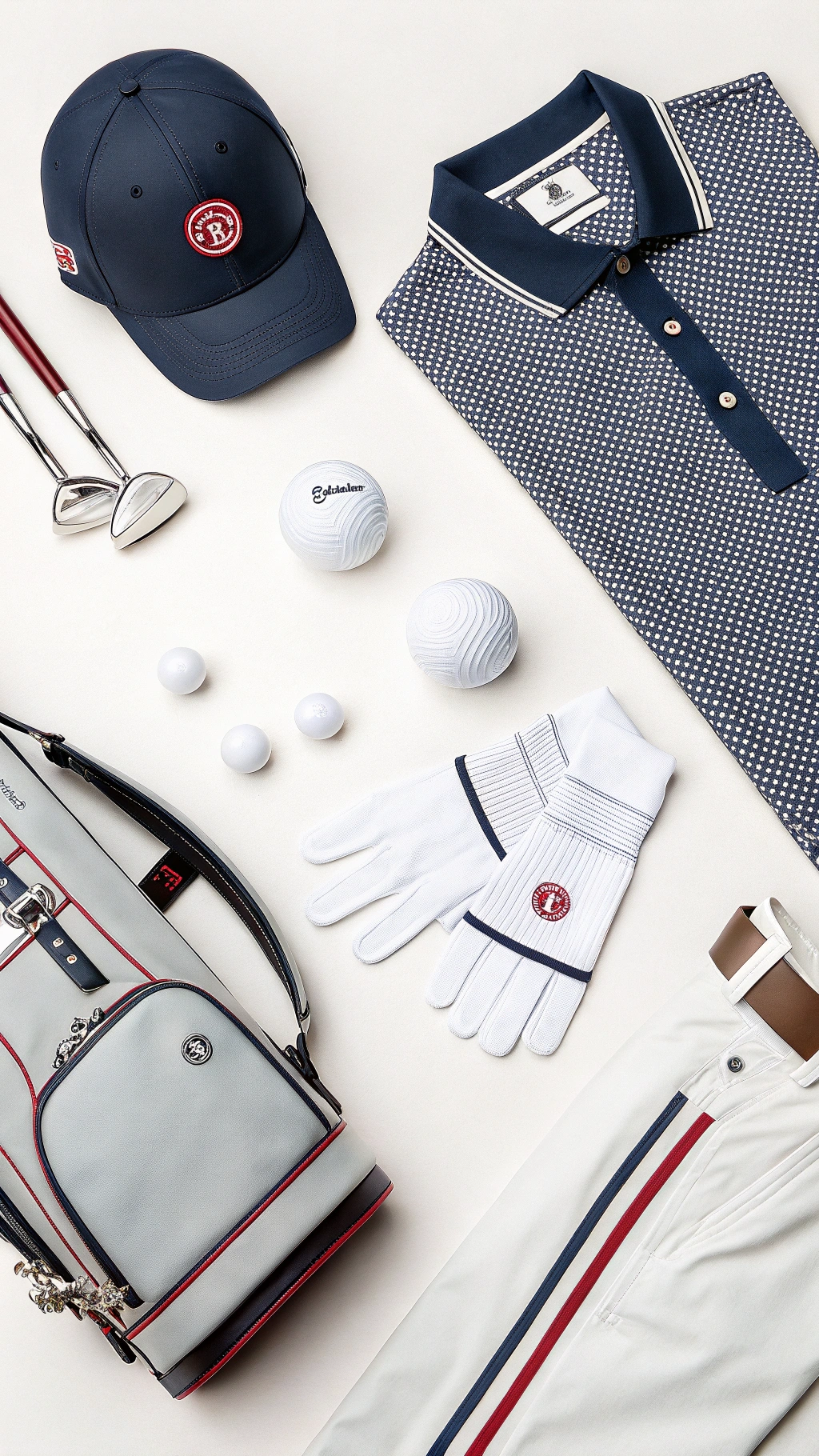 Collection Of Stylish Golf Apparel Including Colorful Patterned Socks Witty Graphic T Shirt And Navy Blue Baseball Cap