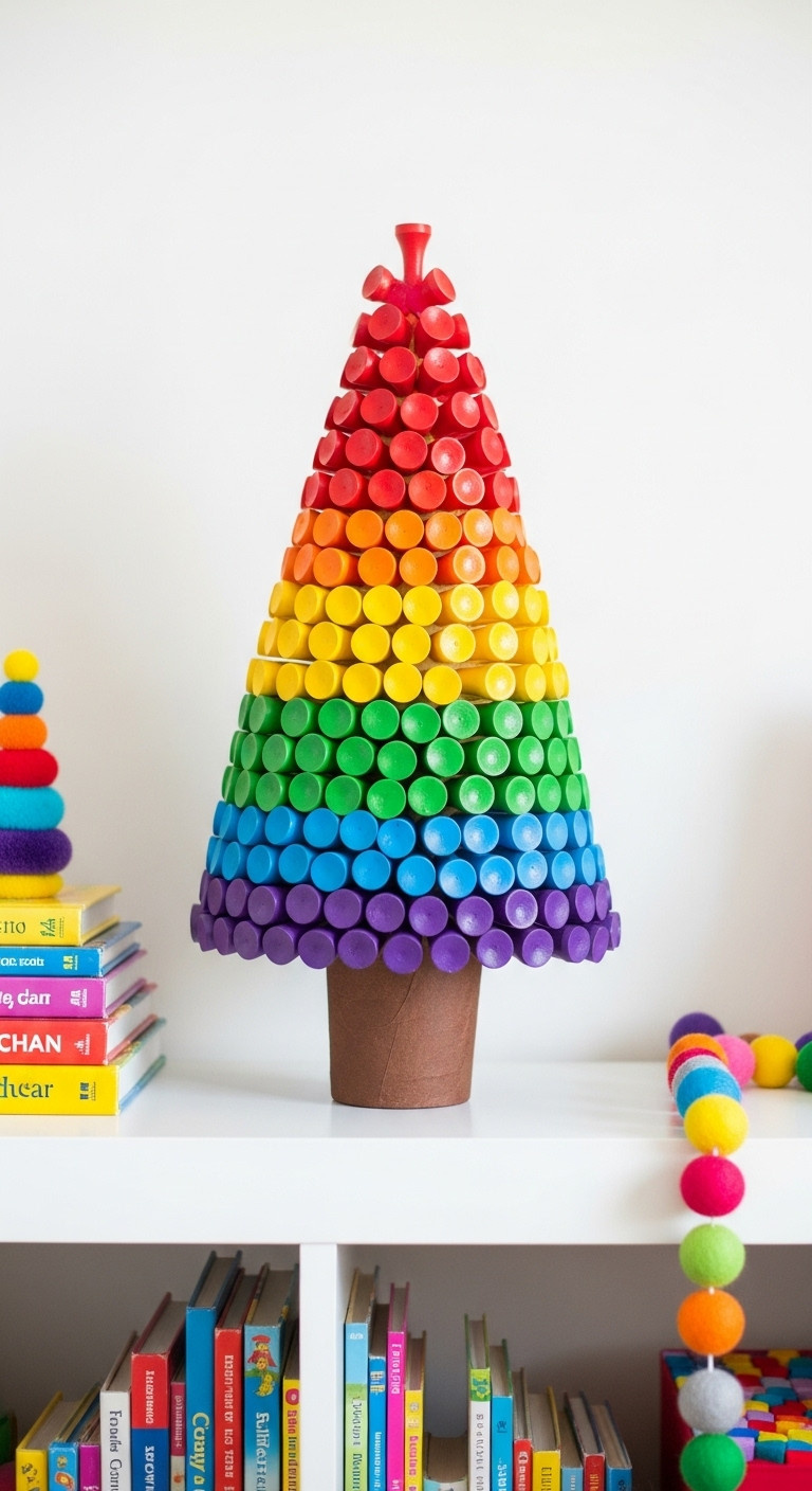 7 Creative Golf Tee Christmas Tree Ideas To Diy This Season Colorful Rainbow Golf Tee Christmas Tree Diy Kid'S Room Decor Vibrant Golf Themed Craft Playful Holiday Display