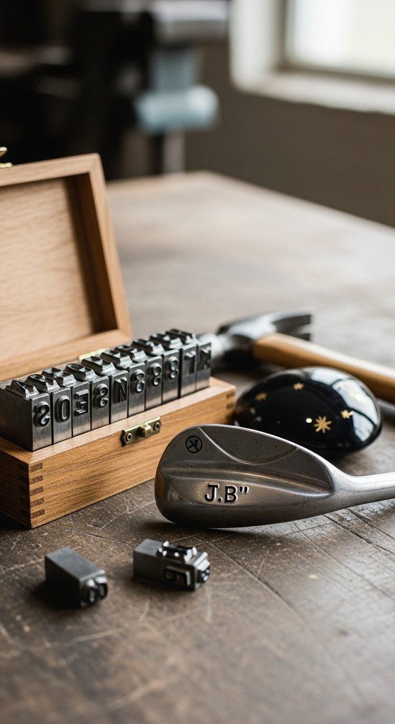 Custom Golf Club Stamping Kit With Stamps Hammer And Wedge Showing Initials For Christmas