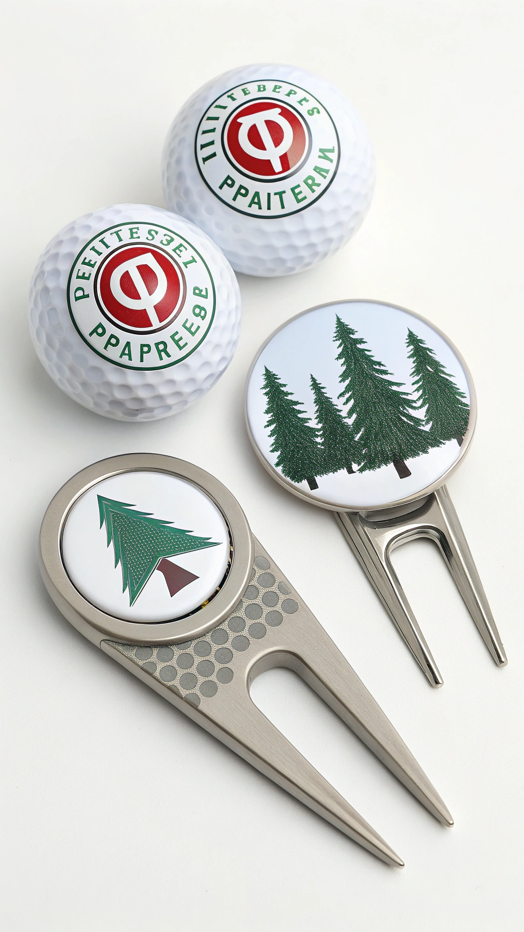 Custom Metal Divot Tool With A Personalized Photo Ball Marker And Quirky Enamel Ball Markers On A Dark Slate Surface