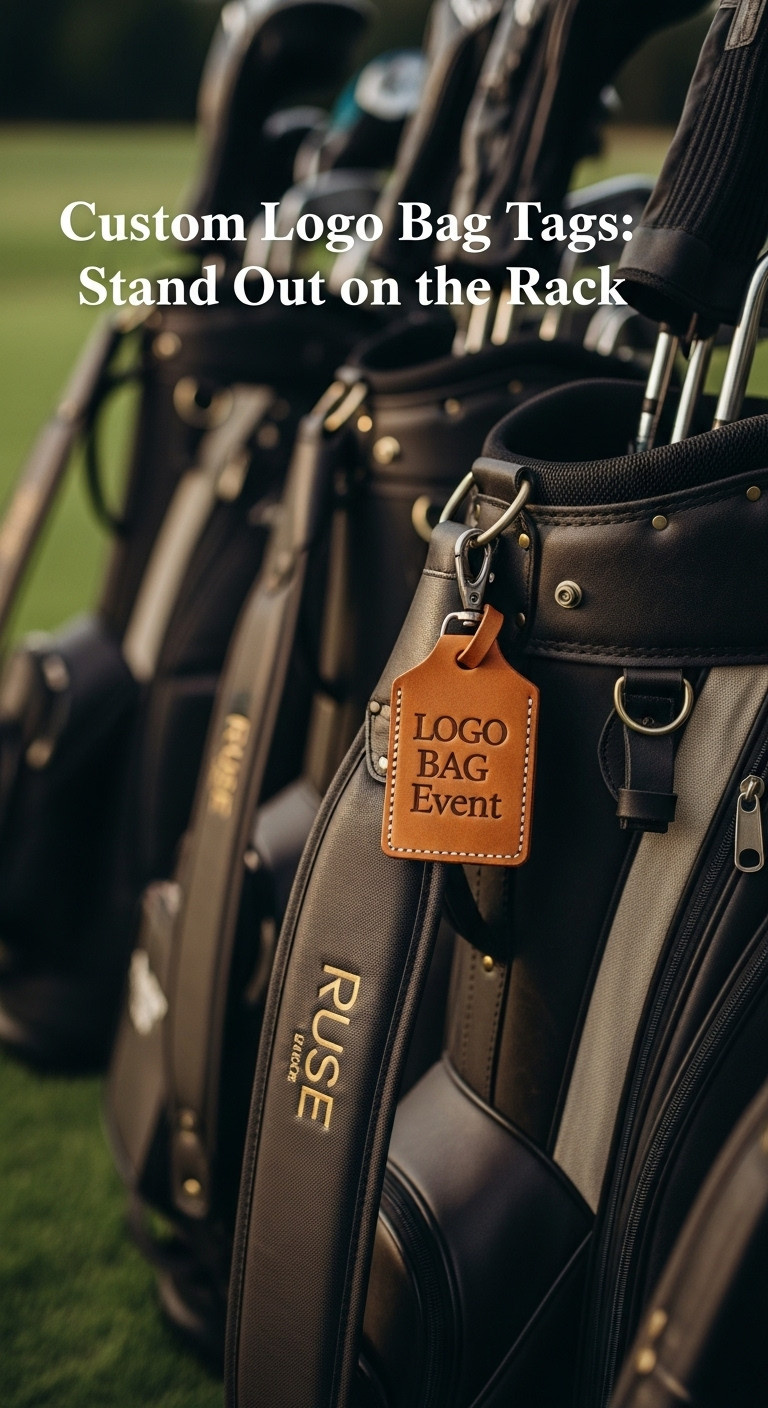 Debossed Leather Bag Tag With Event Logo On A Premium Golf Bag At A Country Club