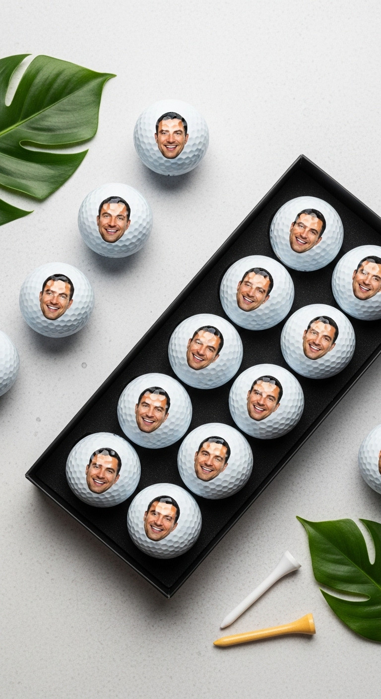 Dozen New Golf Balls With Funny Custom Photos Printed On Them