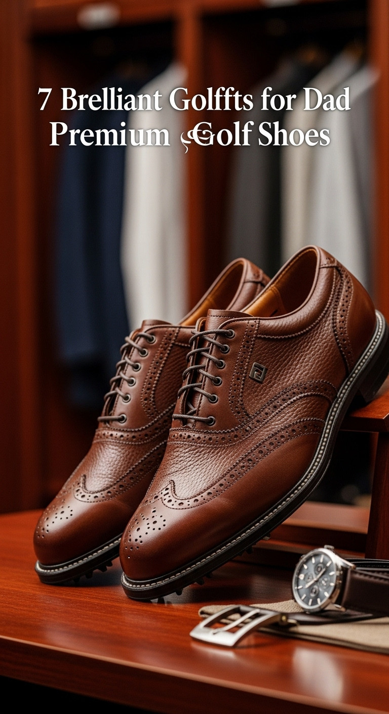Luxurious Classic Leather Golf Shoes On A Wooden Shoe Rack With A Watch And Leather Belt