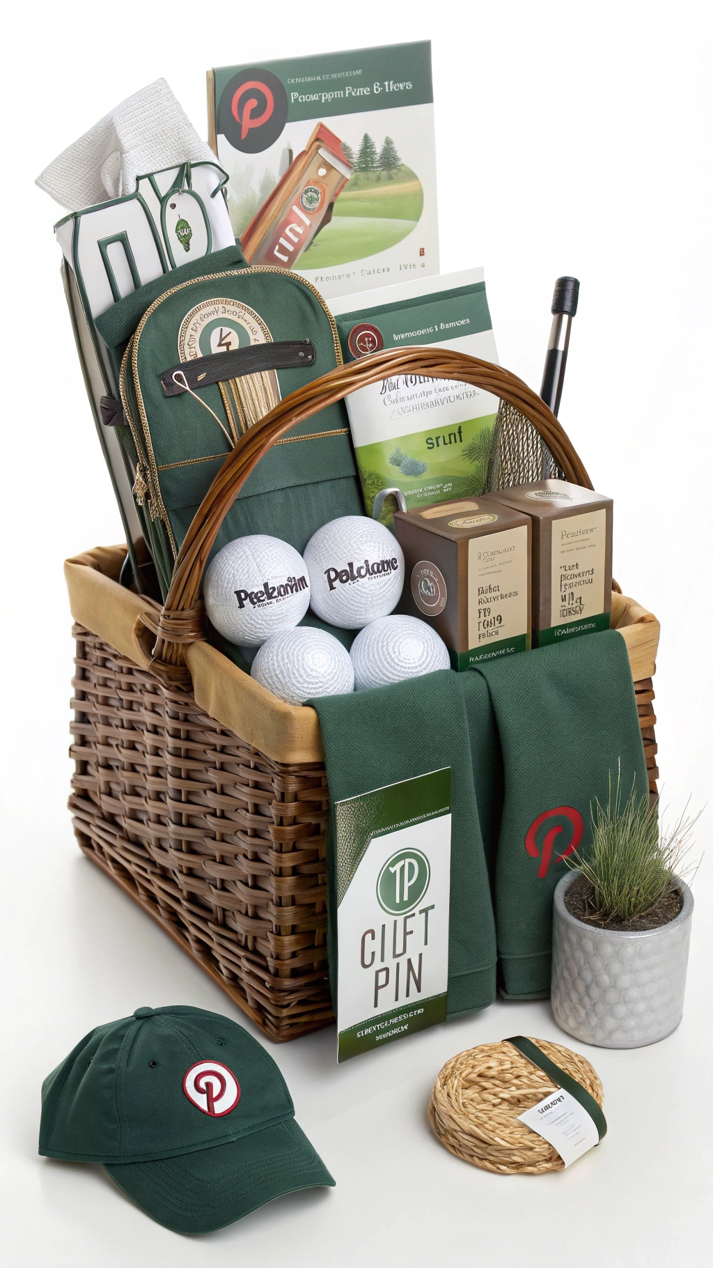 Luxurious Golf Themed Gift Basket Overflowing With Premium Golf Balls Towel Tumbler Cigars Gourmet Snacks And A Divot Tool