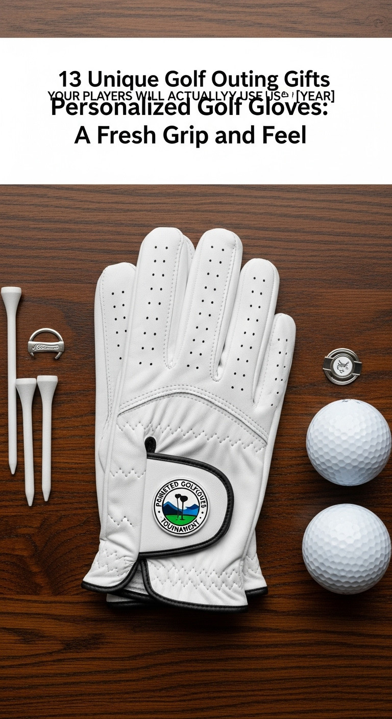 Pair Of White Cabretta Leather Golf Gloves With Custom Logo Ball Marker And Tees