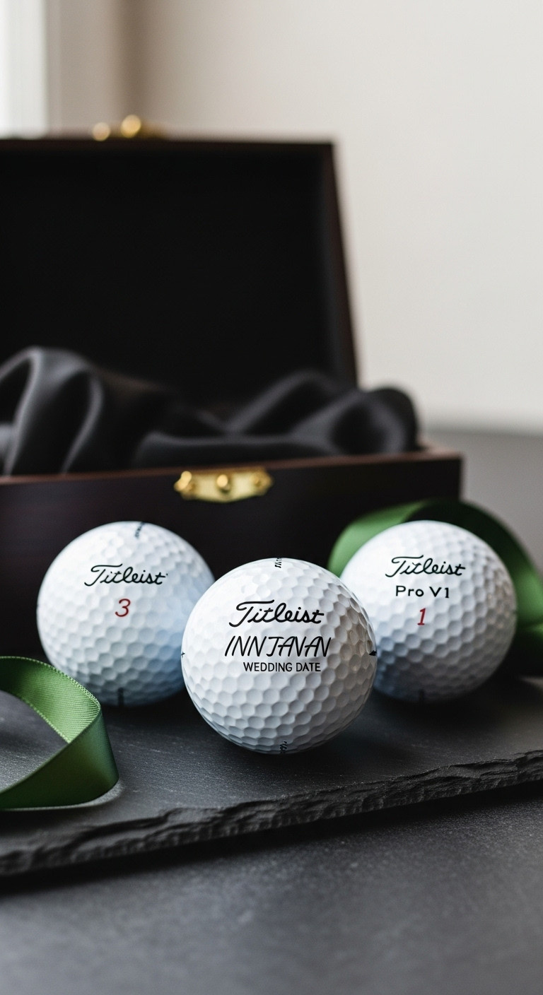 Personalized Titleist Pro V1 Golf Balls With Initials And Wedding Date In Sleeve