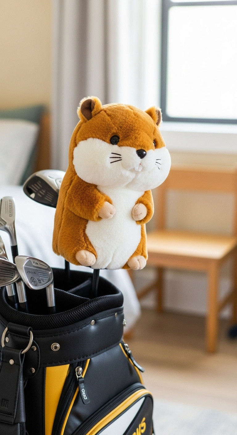 Plush Animal Golf Headcover On A Junior Driver In A Colorful Golf Bag