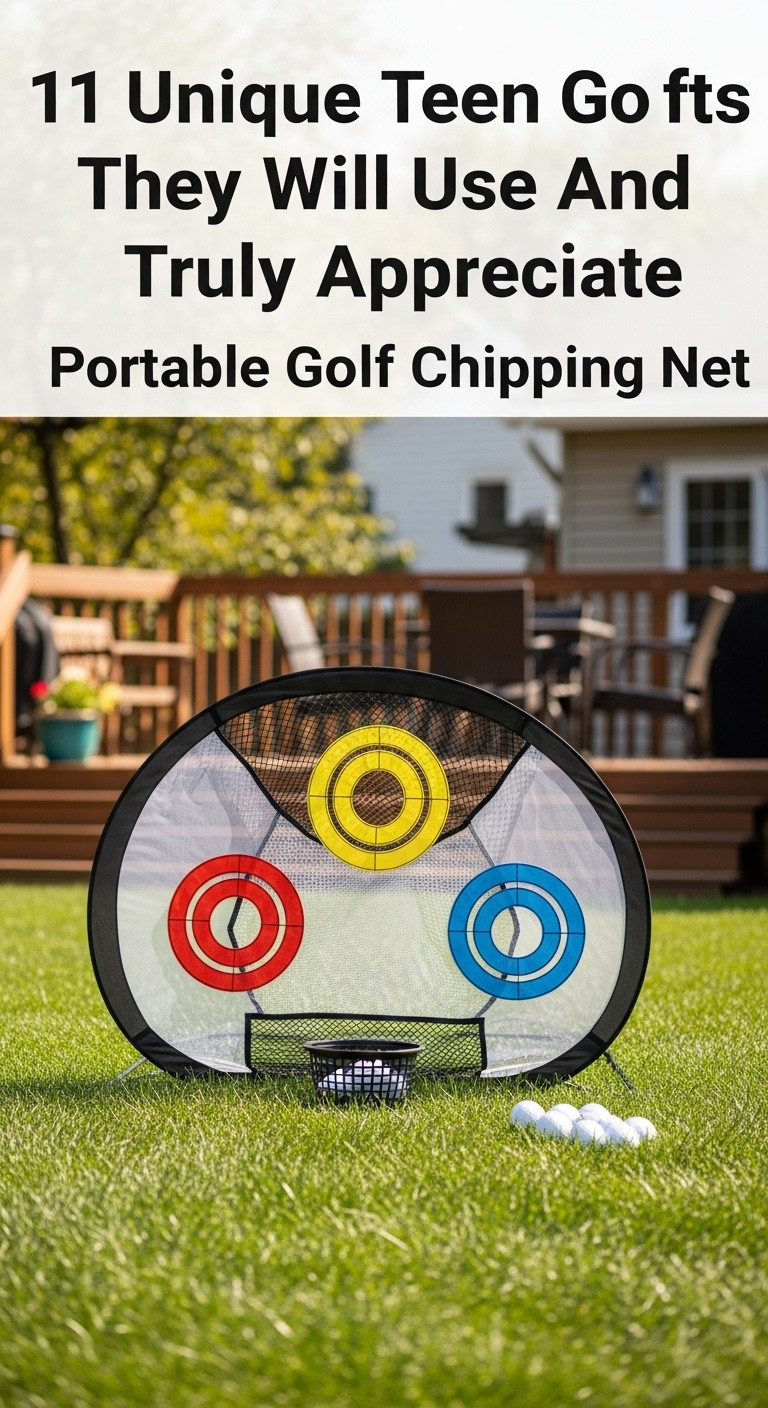 Portable Golf Chipping Net With Target Circles And Golf Balls On A Lush Backyard Lawn With A Pitching Wedge