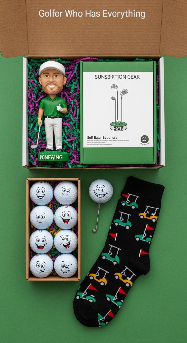 Quirky Golf Gift Box For The Golfer Who Has Everything With Bobblehead Novelty Balls Subscription And Golf Socks For Christmas