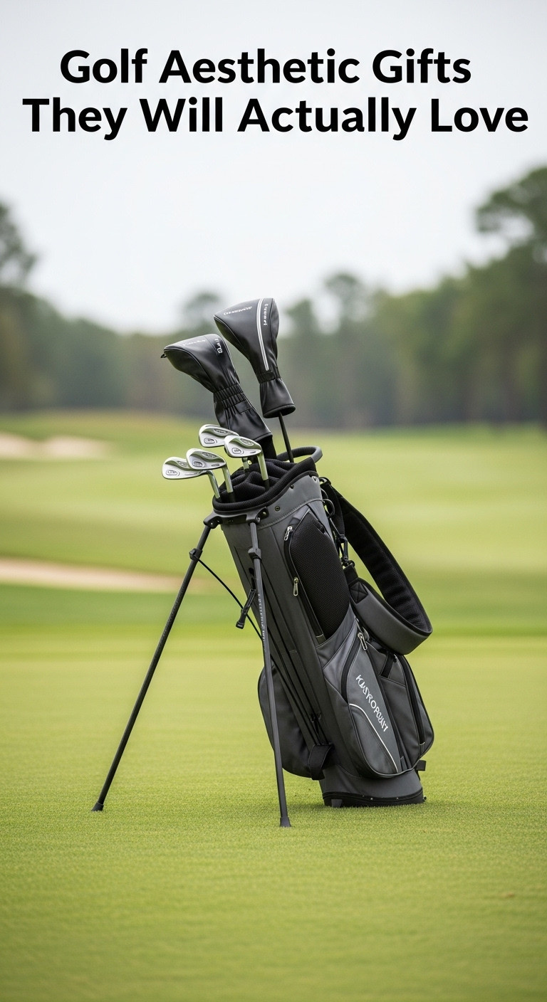 Sleek Minimalist Charcoal Gray Golf Stand Bag With Carbon Fiber Legs On A Pristine Golf Course Fairway