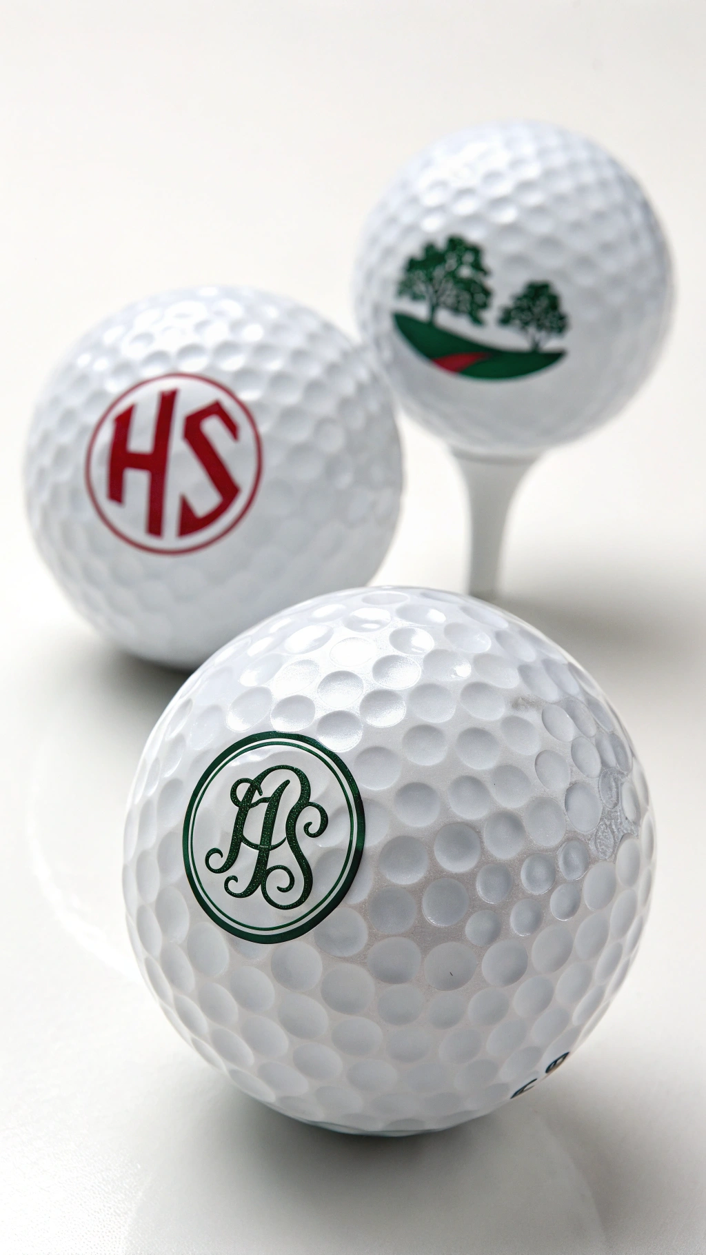 Sleeve Of Three White Golf Balls With A High School Senior'S Photo Monogram Crs And Class Of Year Text
