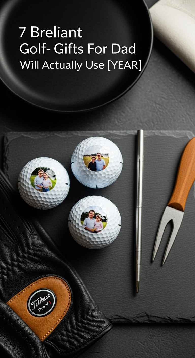 Three Custom Photo Golf Balls With Family Pictures A Leather Glove And A Divot Tool