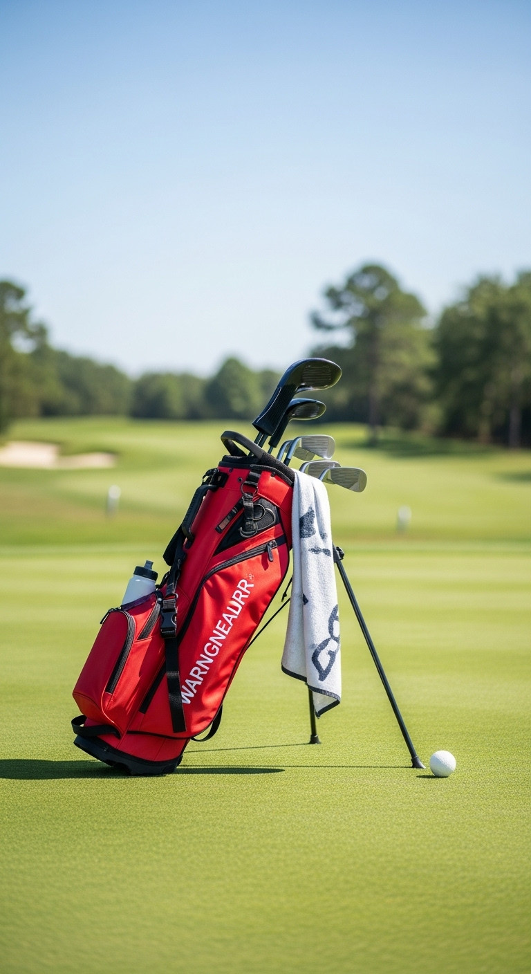 Vibrant Junior Golf Stand Bag With Clubs On A Golf Course Tee Box