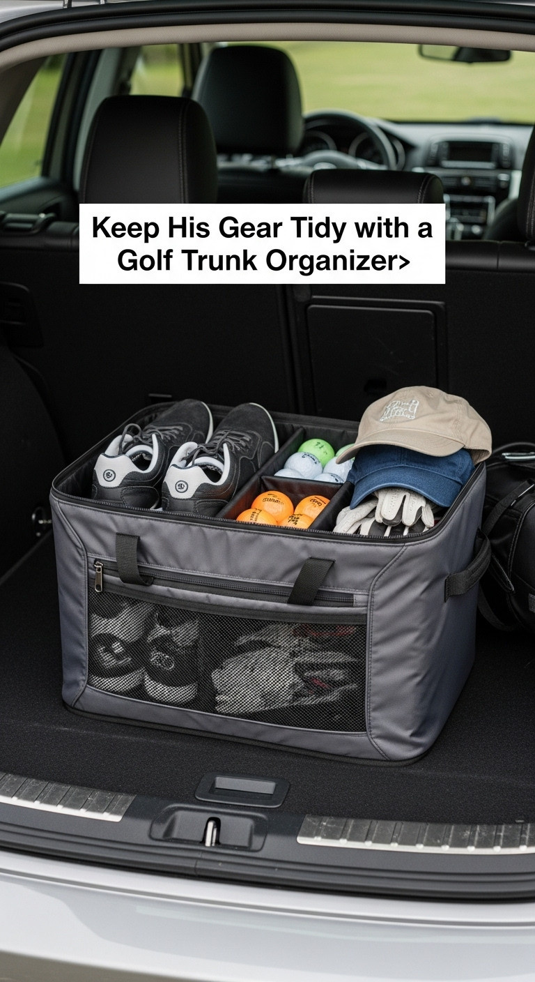 Well Designed Structured Golf Trunk Organizer In A Clean Car Trunk Filled With Golf Shoes Balls Gloves And A Hat