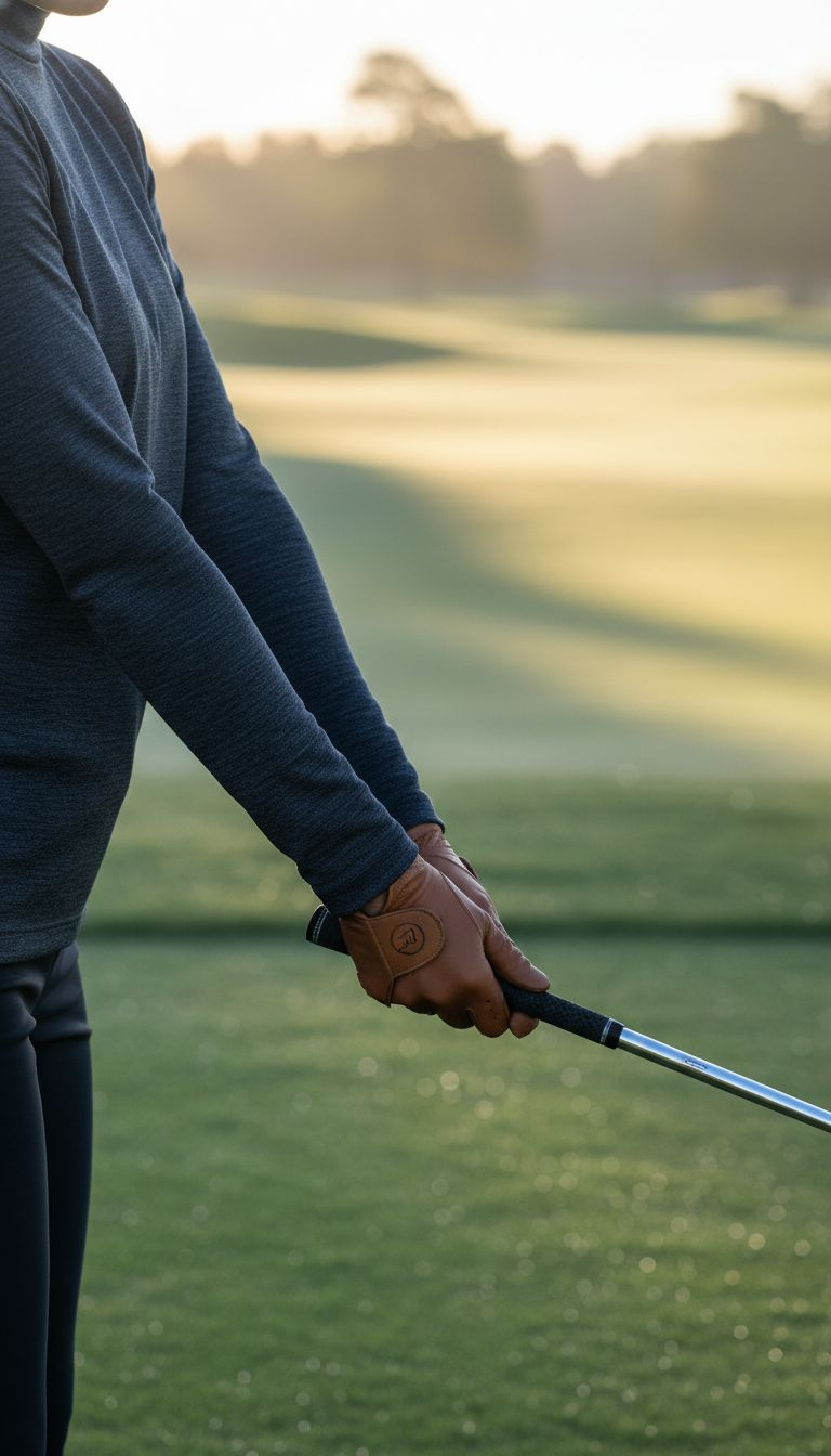 Cold Weather Golf Outfits For Women That Actually Work On The Course Woman'S Feet In Waterproof Golf Shoes With Charcoal Merino Wool Socks On A Frosty Tee Box, Crisp Morning.