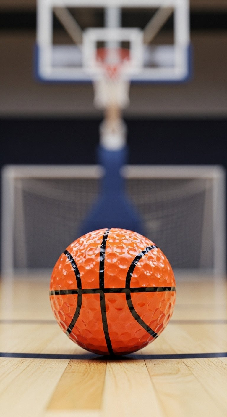 A Creative Diy Sports Craft Showing A White Golf Ball Hand-Drawn To Look Like A Realistic Orange Basketball.