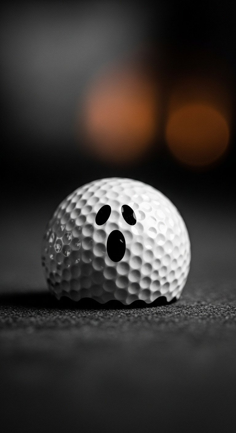 A Fun Diy Halloween Craft Featuring A White Golf Ball With A Simple, Spooky Ghost Face Drawn On With Black Marker.