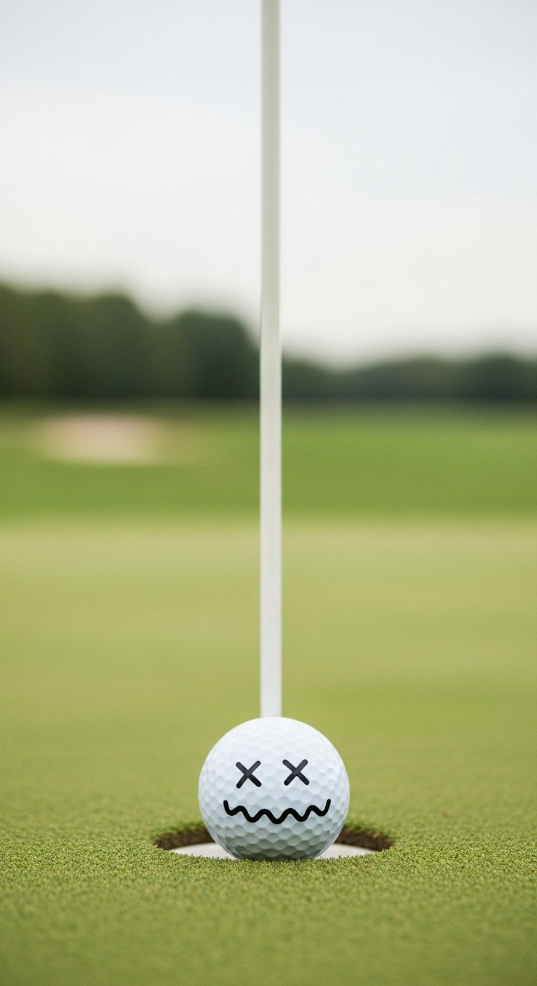 11 Brilliant Sharpie Golf Ball Designs That Actually Last A Funny Custom Golf Ball With A Cartoon Face Drawn In Black Marker Sitting Inside The Cup On A Putting Green.