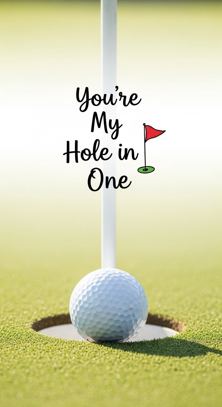 A Golf Ball With &Quot;You'Re My Hole In One&Quot; Design By A Golf Cup, A Punny And Romantic Diy Gift For A Golf Lover.