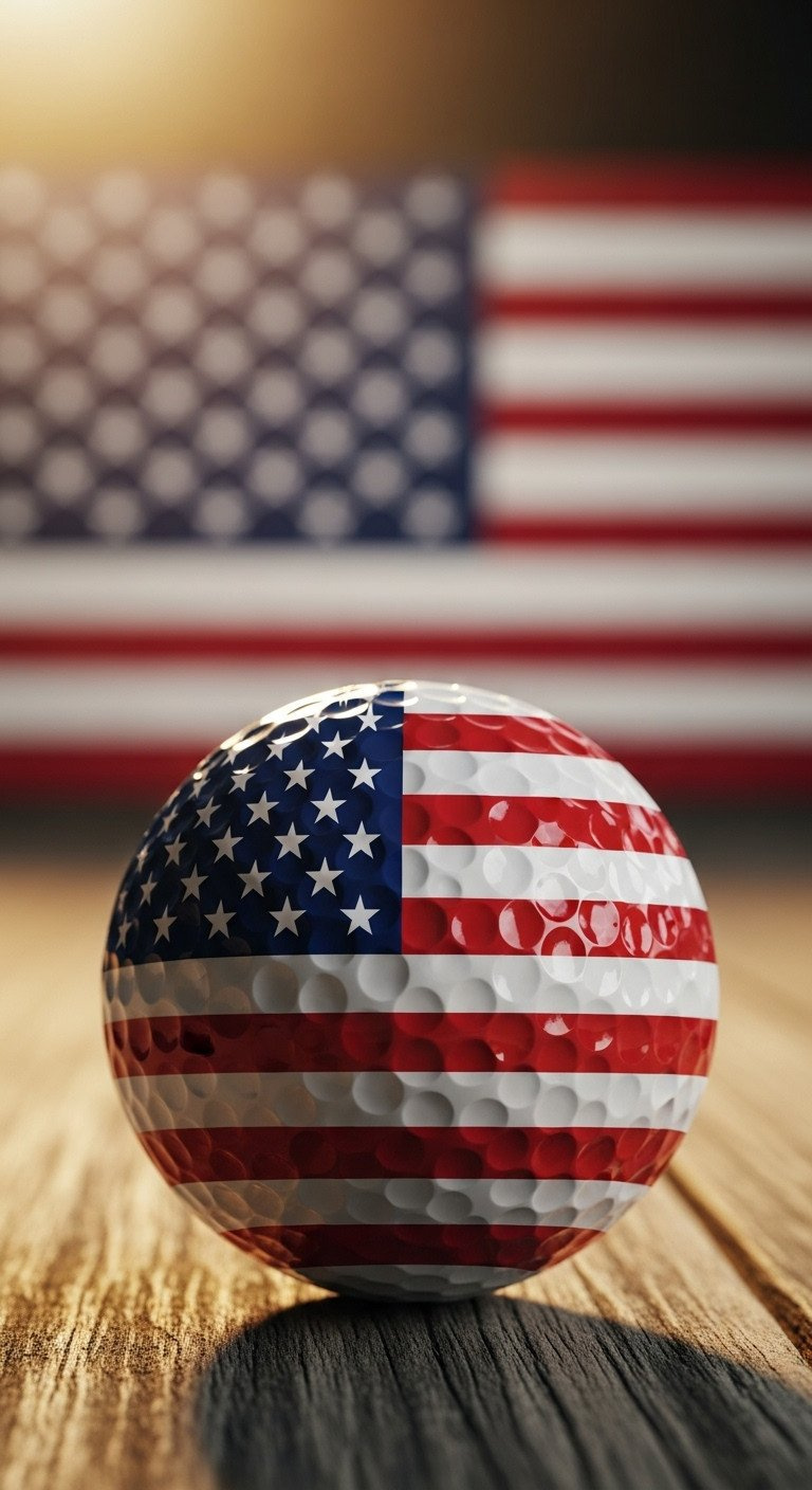 13 Cool Sharpie Golf Ball Designs With Step By Step Tips A Golf Ball With A Hand-Drawn American Flag Design Sits On A Rustic Wood Surface, Evoking A Patriotic Mood.