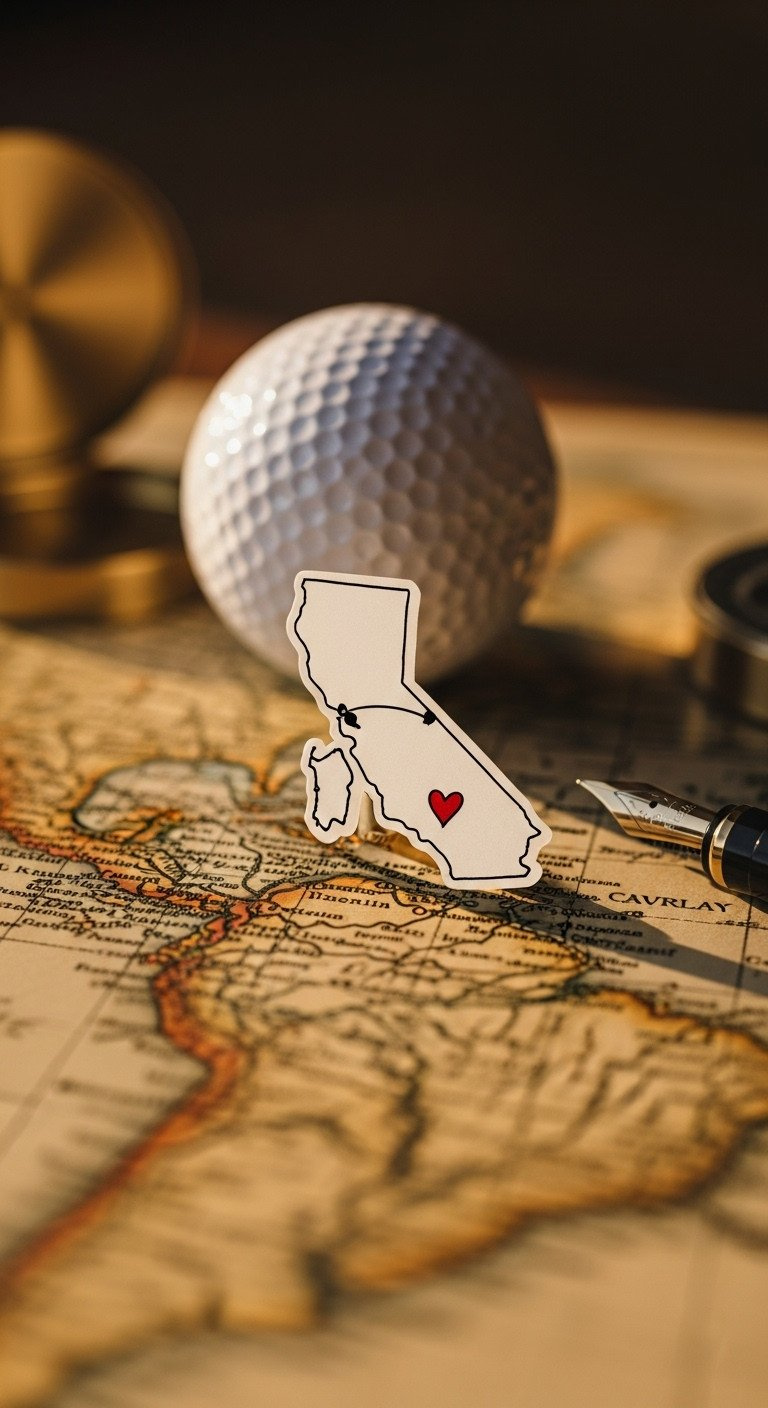 A Golf Ball With A Hand-Drawn Map And Red Heart On A Vintage Map, A Romantic, Travel-Themed Diy Gift For A Couple.