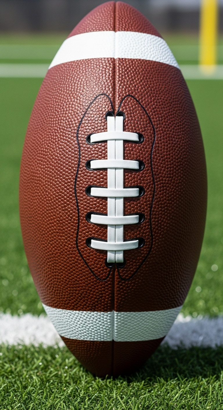 13 Cool Sharpie Golf Ball Designs With Step By Step Tips A Sports-Themed Golf Ball On Green Turf, Decorated To Look Like An American Football With White Laces On Brown.