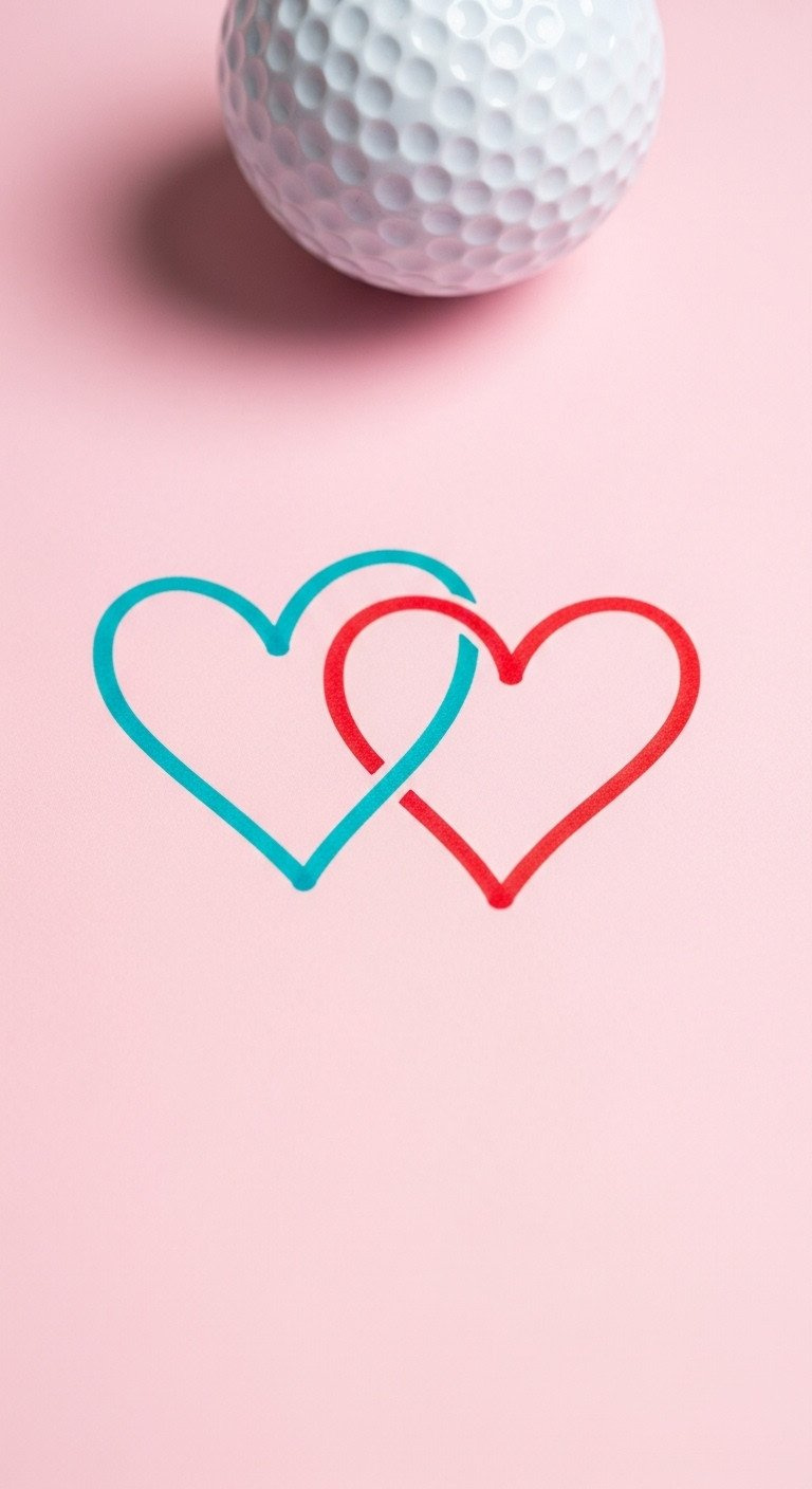 13 Easy Sharpie Heart Golf Ball Ideas With Pro Sealing Tips A White Golf Ball With Two Interlocking Hearts Drawn In Teal And Red Sharpie, Symbolizing Partnership, On A Soft Pink Surface.