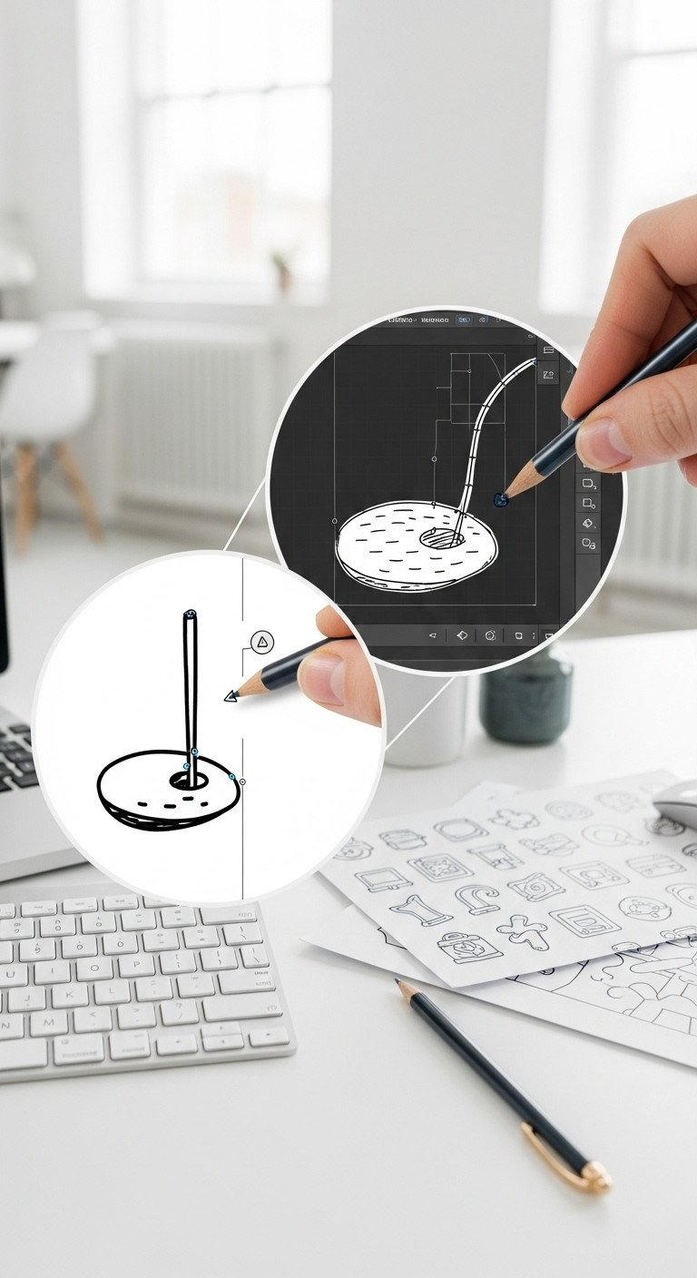 Clean Golf Doodle Vector Line In Design Software, Showing Smooth Bezier Curves And Minimal Anchor Points With Pen Tool.