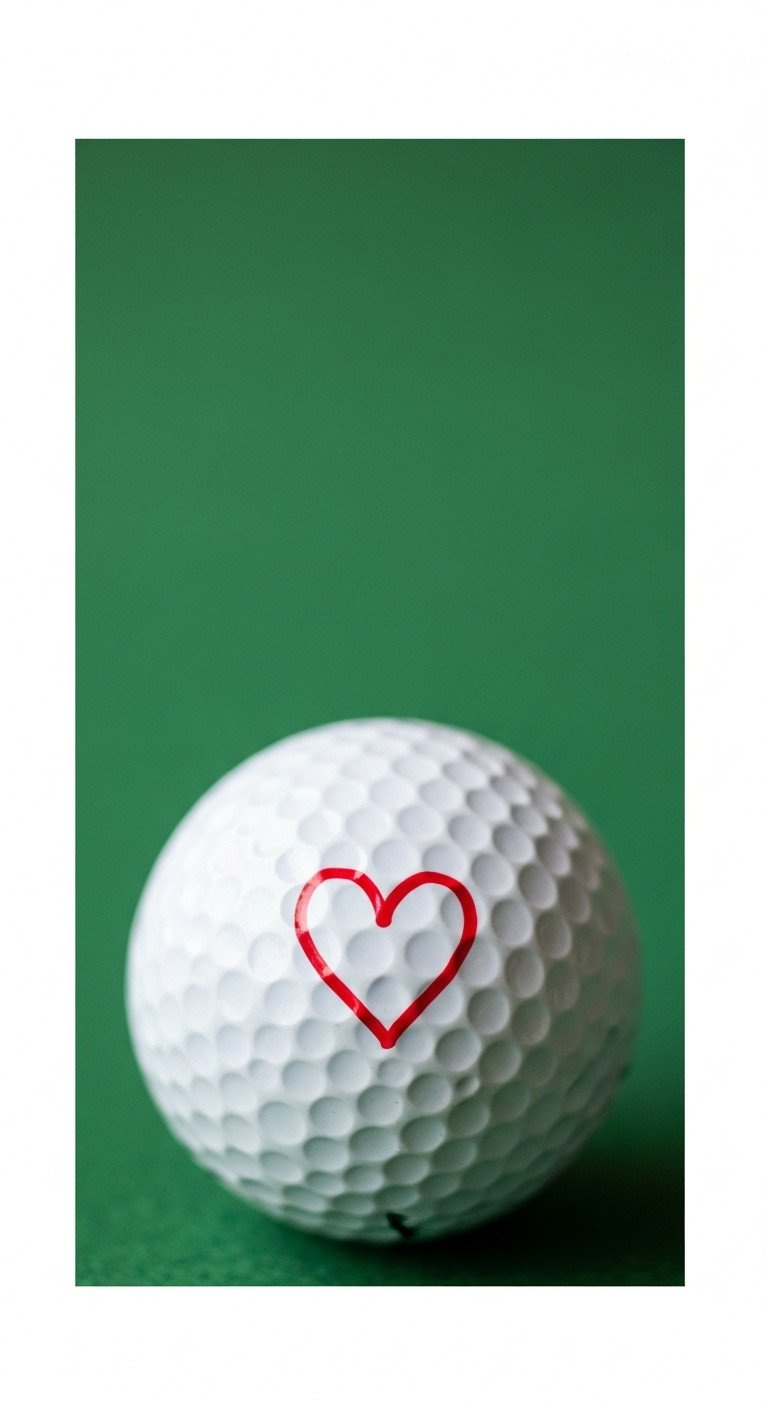 13 Easy Sharpie Heart Golf Ball Ideas With Pro Sealing Tips Close-Up Of A White Golf Ball With A Minimalist Red Heart Outline Drawn In Sharpie, Resting On A Soft Green Felt Surface.
