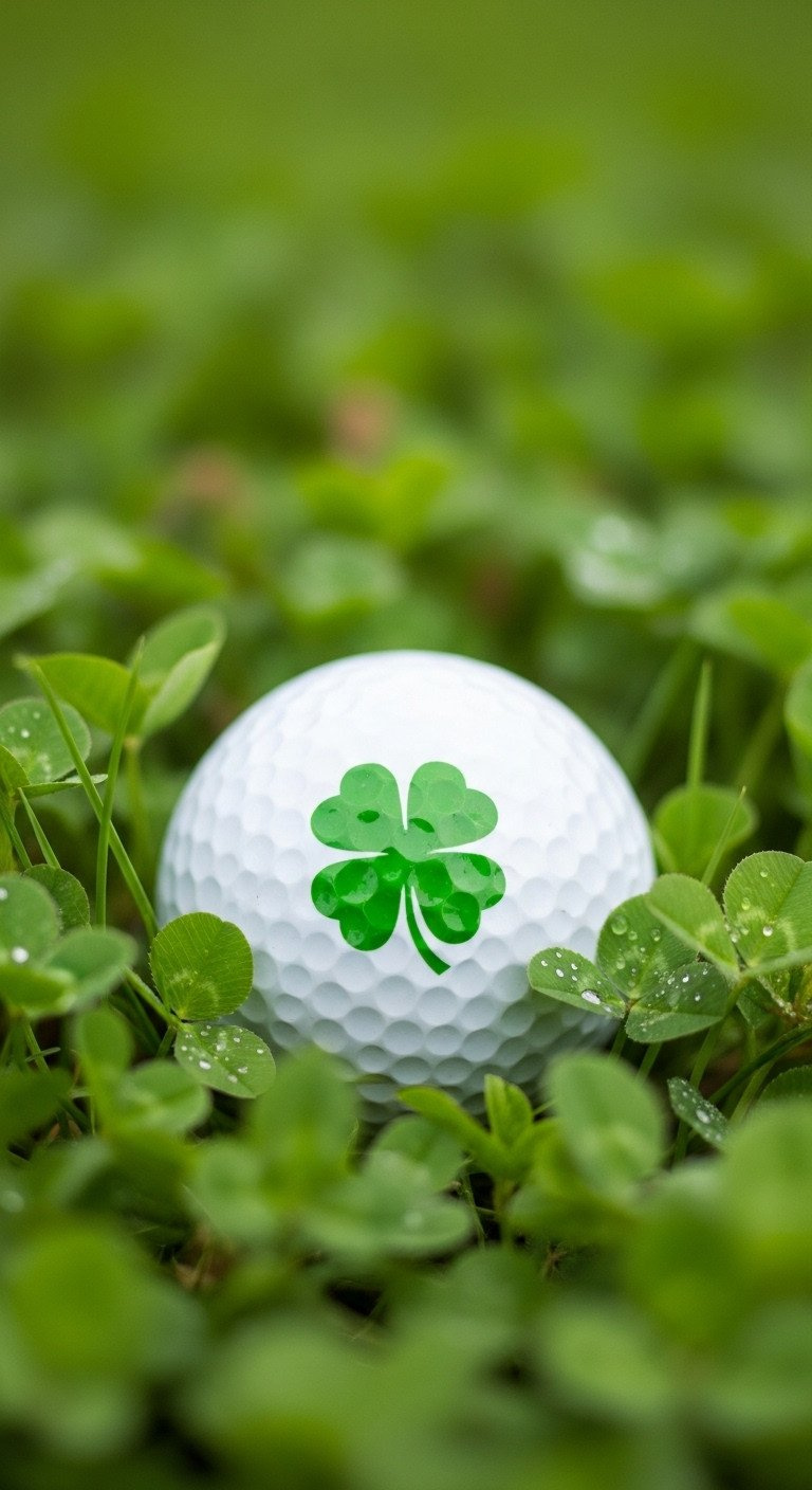 11 Brilliant Sharpie Golf Ball Designs That Actually Last Close-Up Of A White Golf Ball With A Vibrant Green Four-Leaf Clover Design, Nestled In A Patch Of Real Clover.