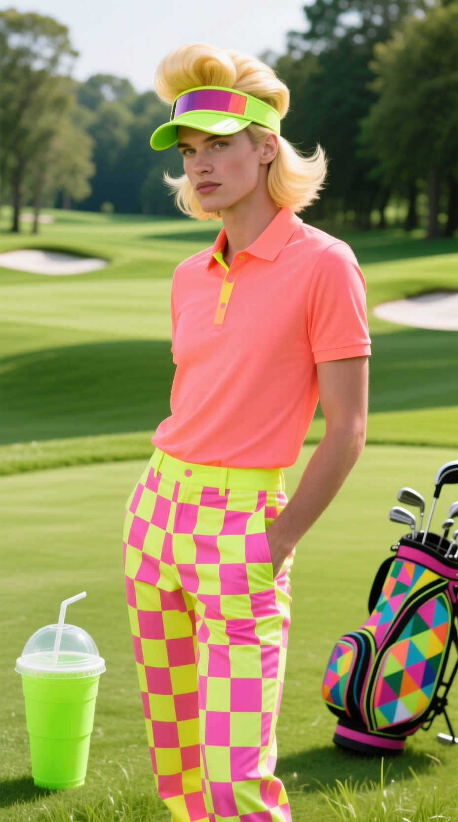 Creative 'Hole In One' Couple'S Costume: One As A Golf Ball, One As A Golf Hole With Flagstick, Indoors.