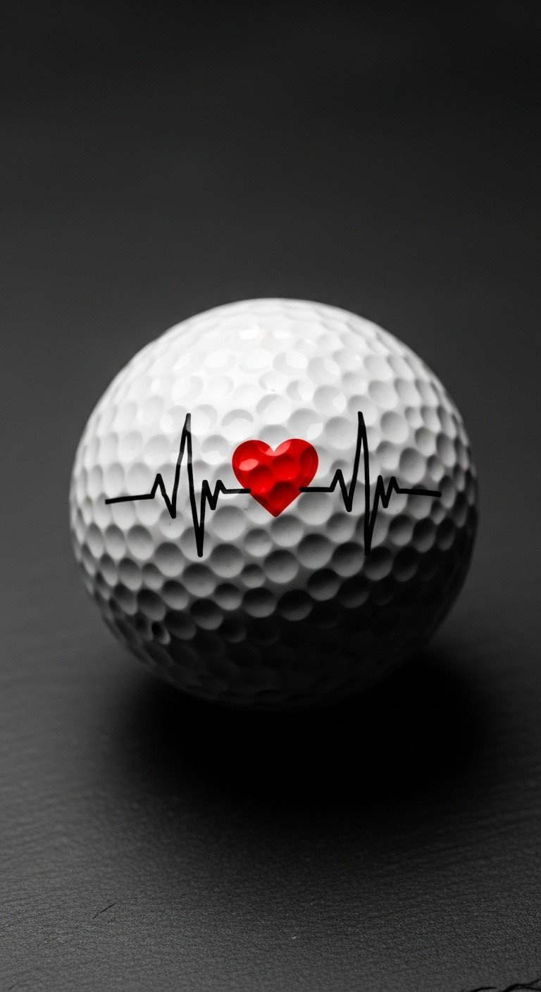 13 Easy Sharpie Heart Golf Ball Ideas With Pro Sealing Tips Dramatic Close-Up Of A White Golf Ball With A Black Ekg Heartbeat Line And A Red Heart Design On A Dark Slate Surface.