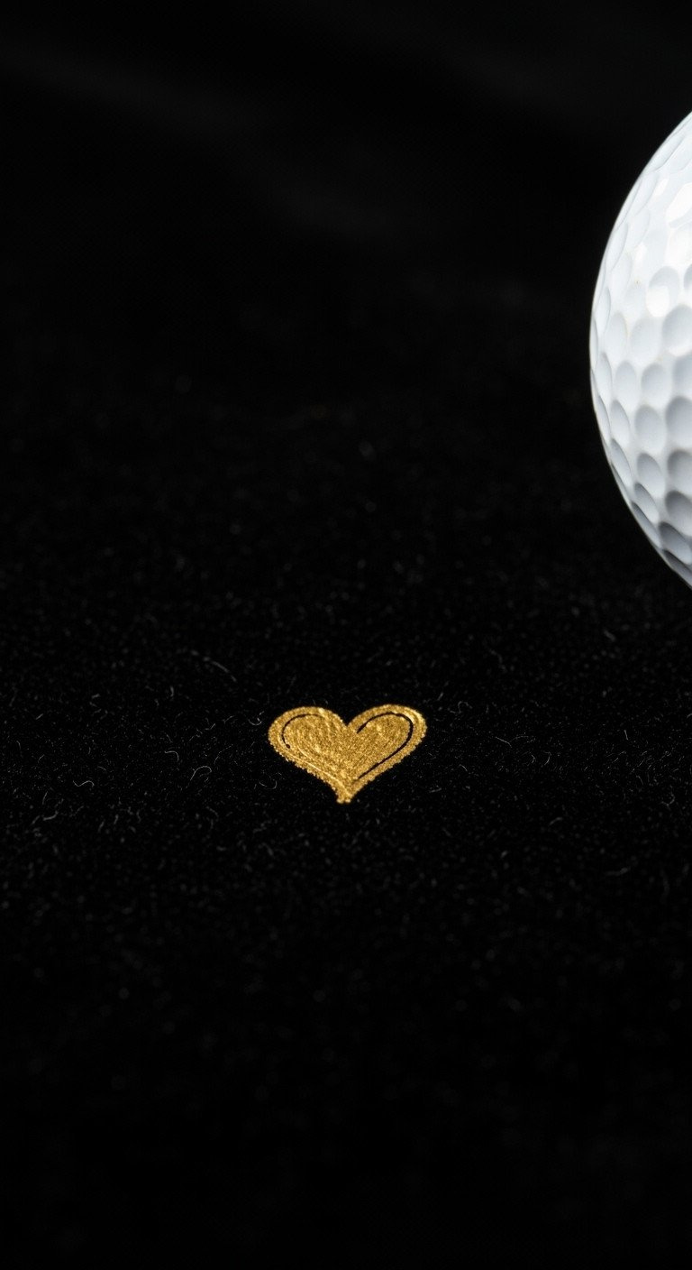 13 Easy Sharpie Heart Golf Ball Ideas With Pro Sealing Tips Elegant Close-Up Of A White Golf Ball With A Small Metallic Gold Heart, Resting On A Luxurious Black Velvet Background.