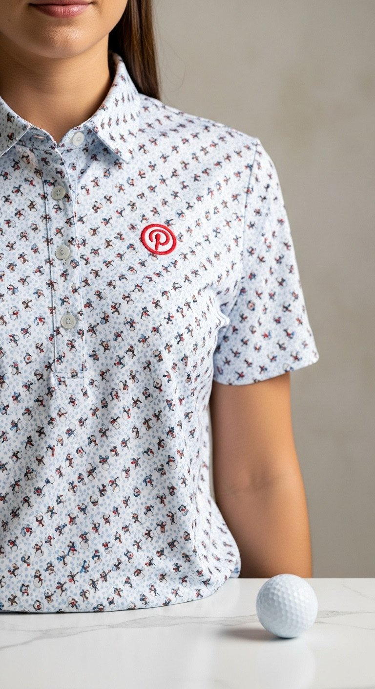 Festive Performance Golf Polo Shirt, Snowman, Reindeer, Candy Cane Print. Moisture-Wicking Fabric Detail For Holiday Golf.