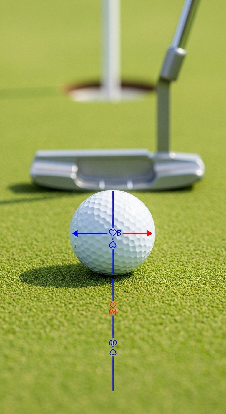 Golfer'S View Of A Personalized Putting Alignment Aid On A Golf Ball, A Functional And Custom Diy Gift On A Green.