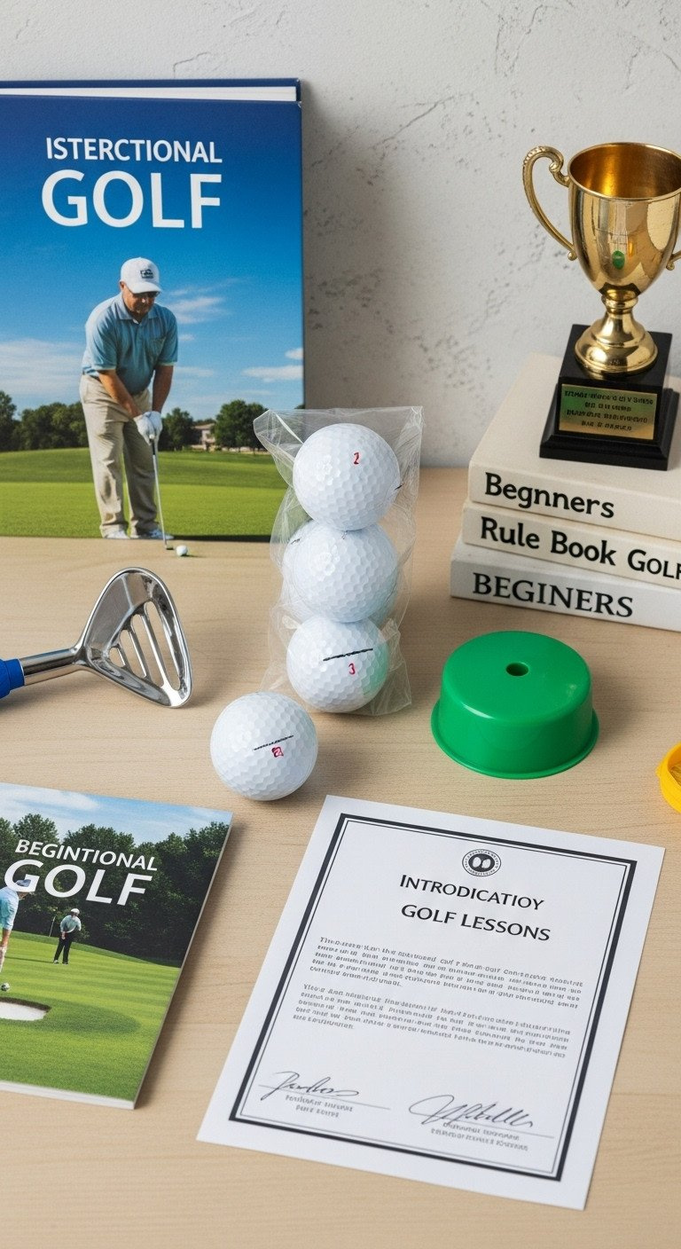 Instructional Golf Book, Soft-Feel Golf Balls, Practice Putting Cup, And Golf Lessons Certificate. Beginner Golf Starter Kit.