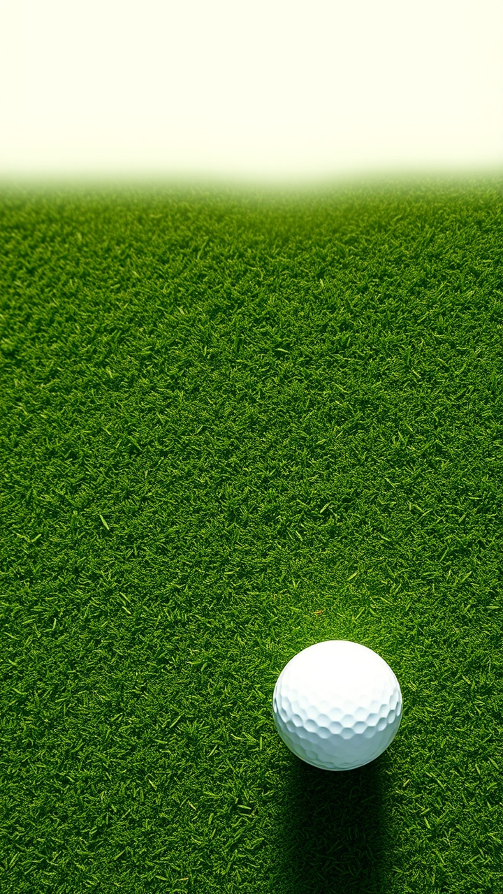 Lone Flagstick On A Misty Golf Green In The Scottish Highlands At Dawn, With Dramatic Light And Heather-Covered Dunes.