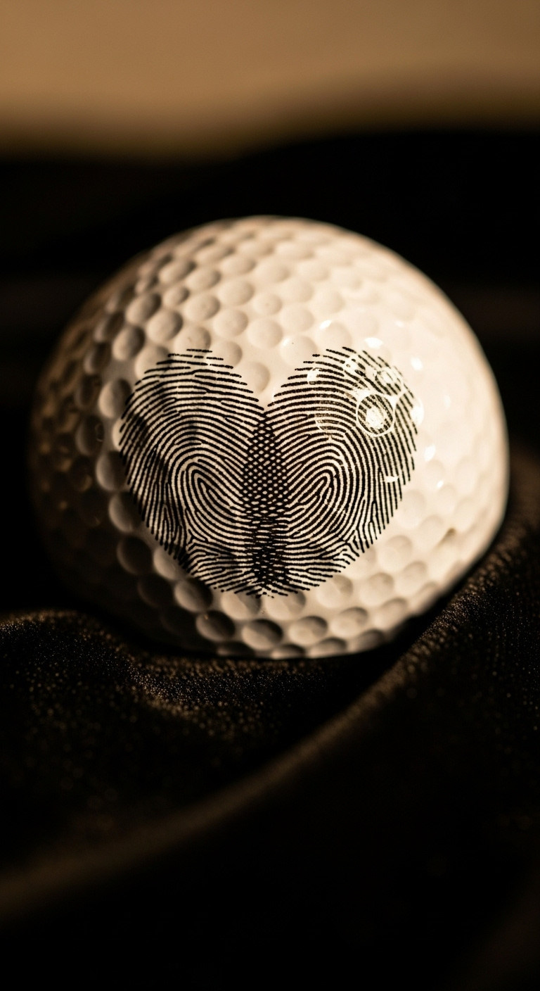 Macro Photo Of A Golf Ball Showing A Heart Shape Made From Two Fingerprints, A Unique And Personal Diy Romantic Gift.