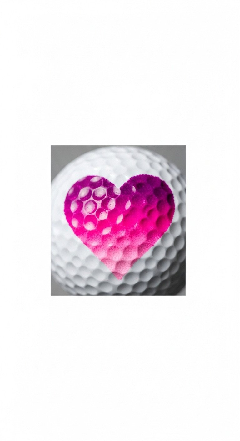 13 Easy Sharpie Heart Golf Ball Ideas With Pro Sealing Tips Macro Shot Of A Golf Ball With An Artistic Stippled Heart Design, Showing A Color Gradient From Magenta To Light Pink.