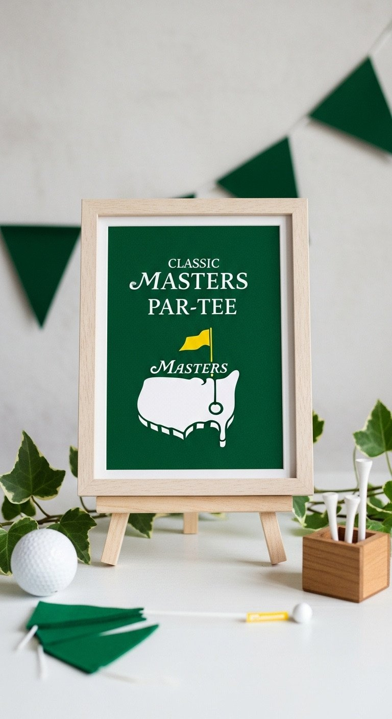 Genius Hole In One Party Ideas Plus Age Safe Planning Masters Golf First Birthday Party Sign: Light Wood Frame On Easel, Green, White, Yellow, With Ivy And Golf Balls. Elegant Decor.