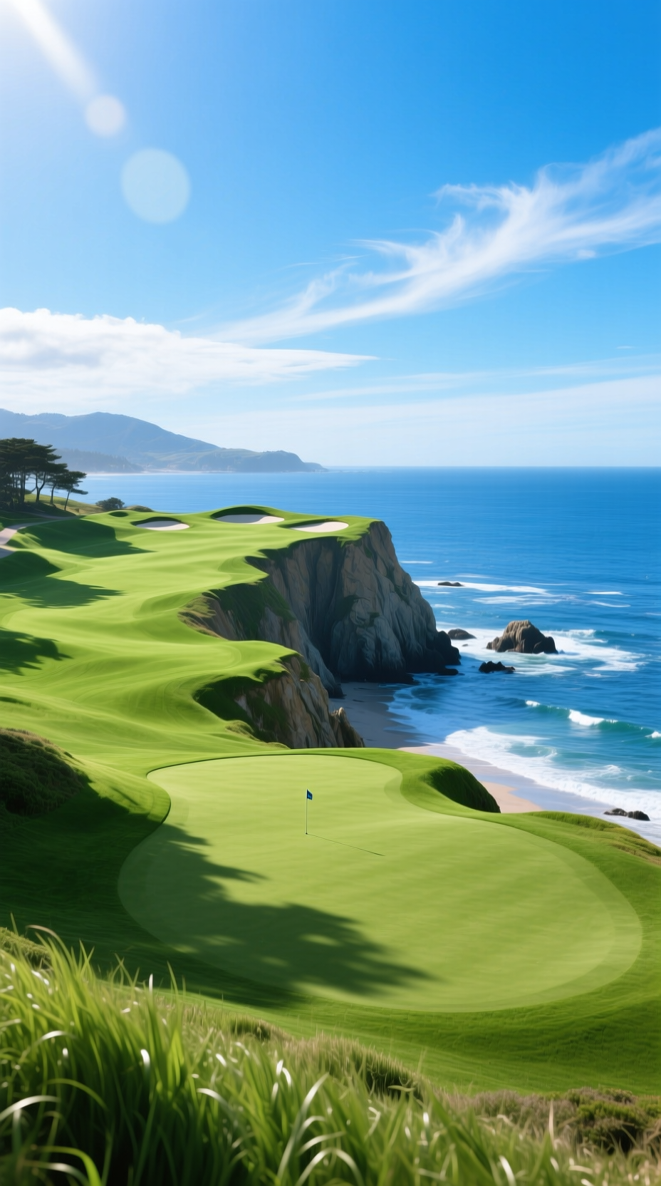 Minimalist Phone Wallpaper With A Golf Ball And Wooden Tee In A Top-Down Flat Lay On A Perfect Green With Clean Copy Space.