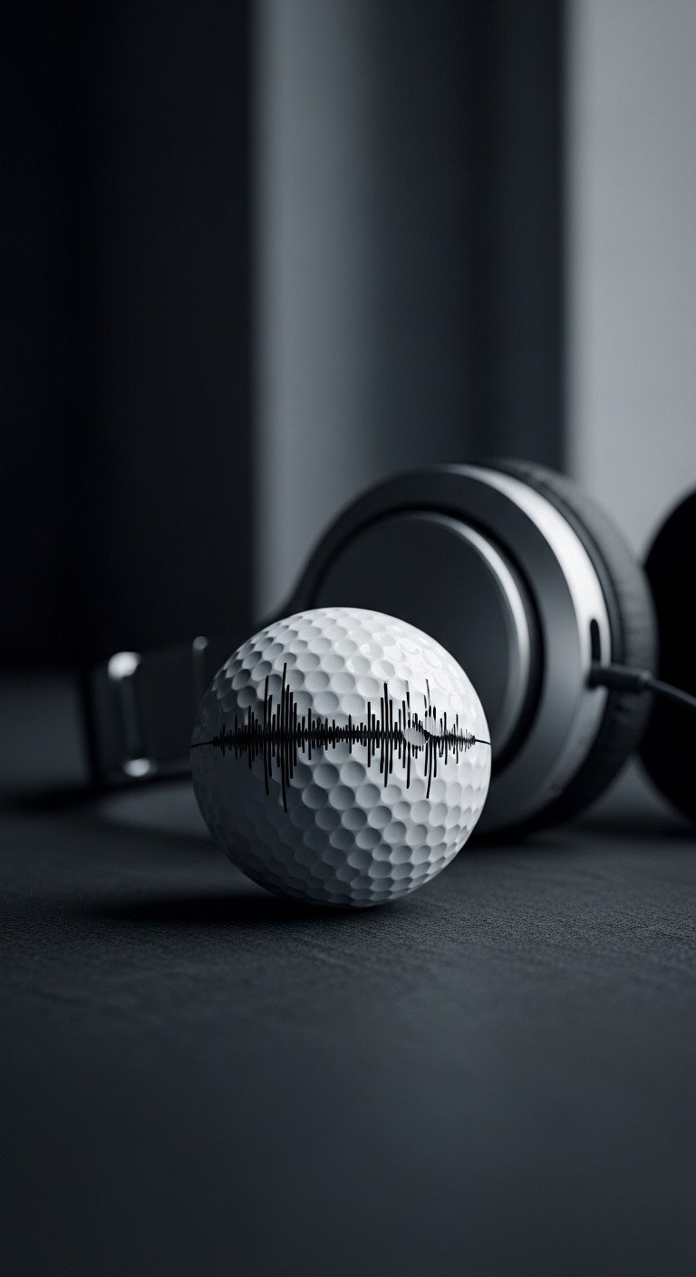 Personalized Golf Ball With A Custom Sound Wave Design Sits Next To Modern Headphones, A Unique Tech-Themed Diy Gift.